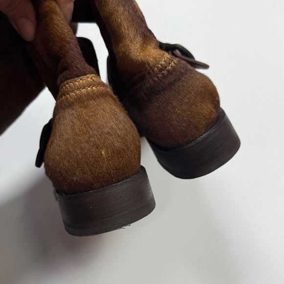 Frye Veronica Brown Calf Hair Leather Slouch Tall Boots S-484 Sz 7.5 - Picture 4 of 10